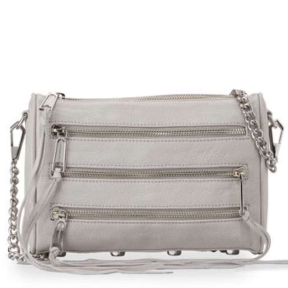 Rebecca Minkoff 5 Zip Mini Crossbody Light Grey